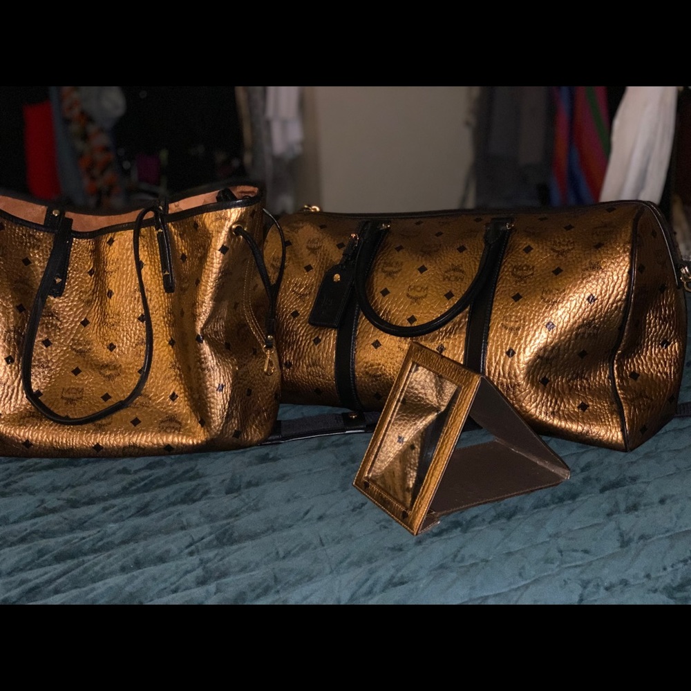 AUTHENTIC MCM metallic gold collection